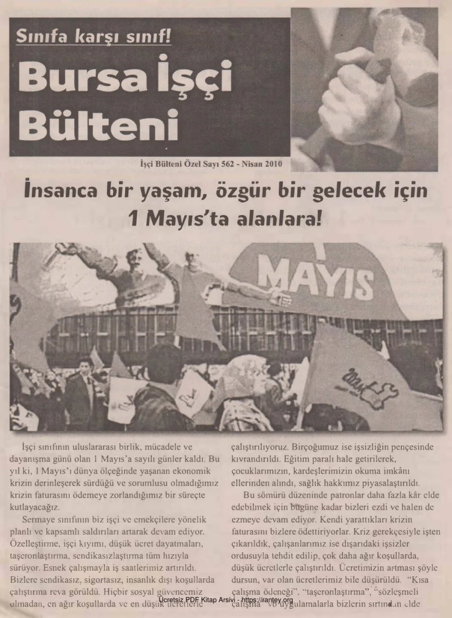 Bülteni İşçi Bülteni Özel Sayı 562 Nisan 2010 kapak görseli