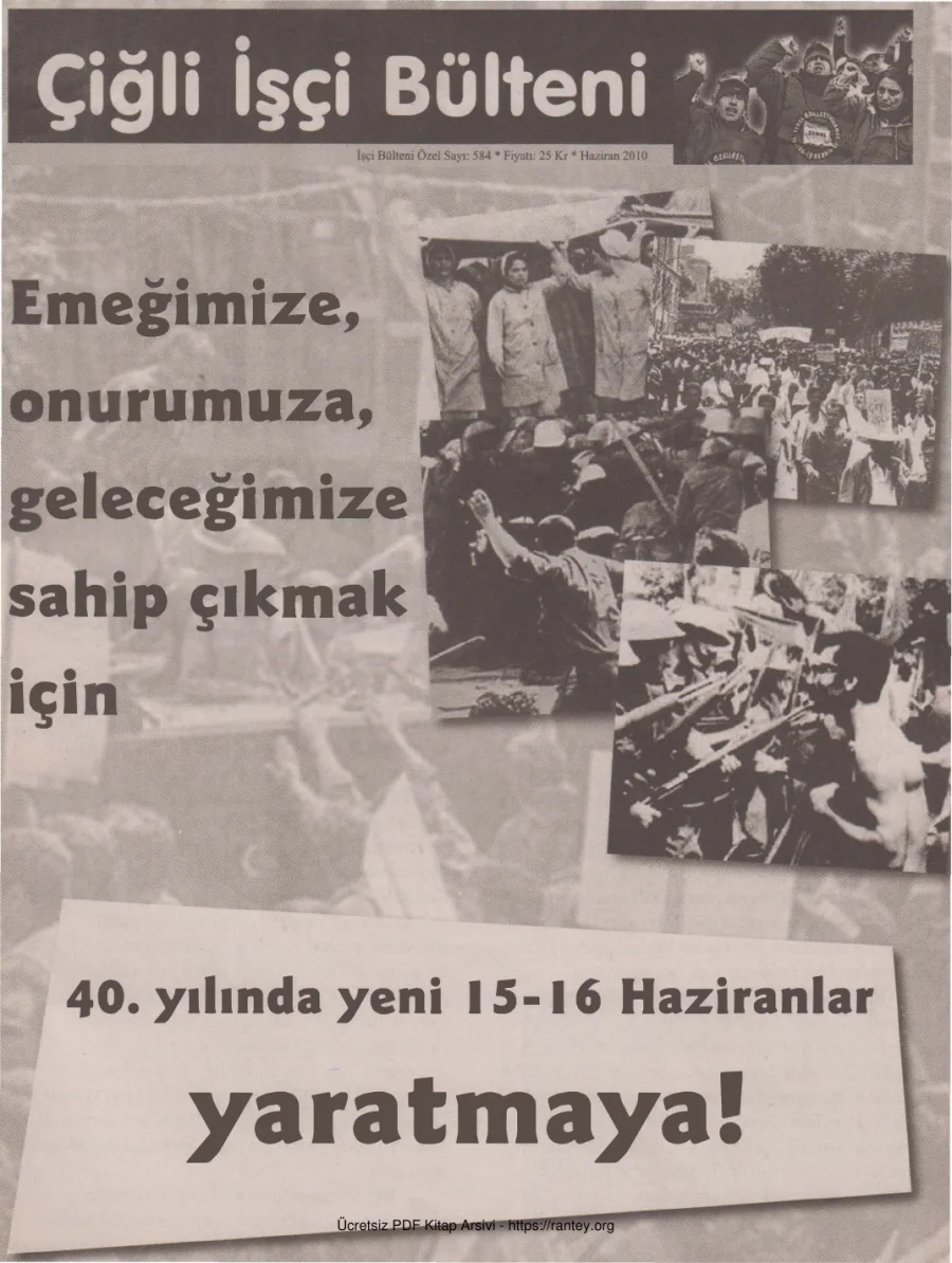 Bülteni İşçi Bülteni Özel Sayı 584 Haziran 2010 kapak görseli