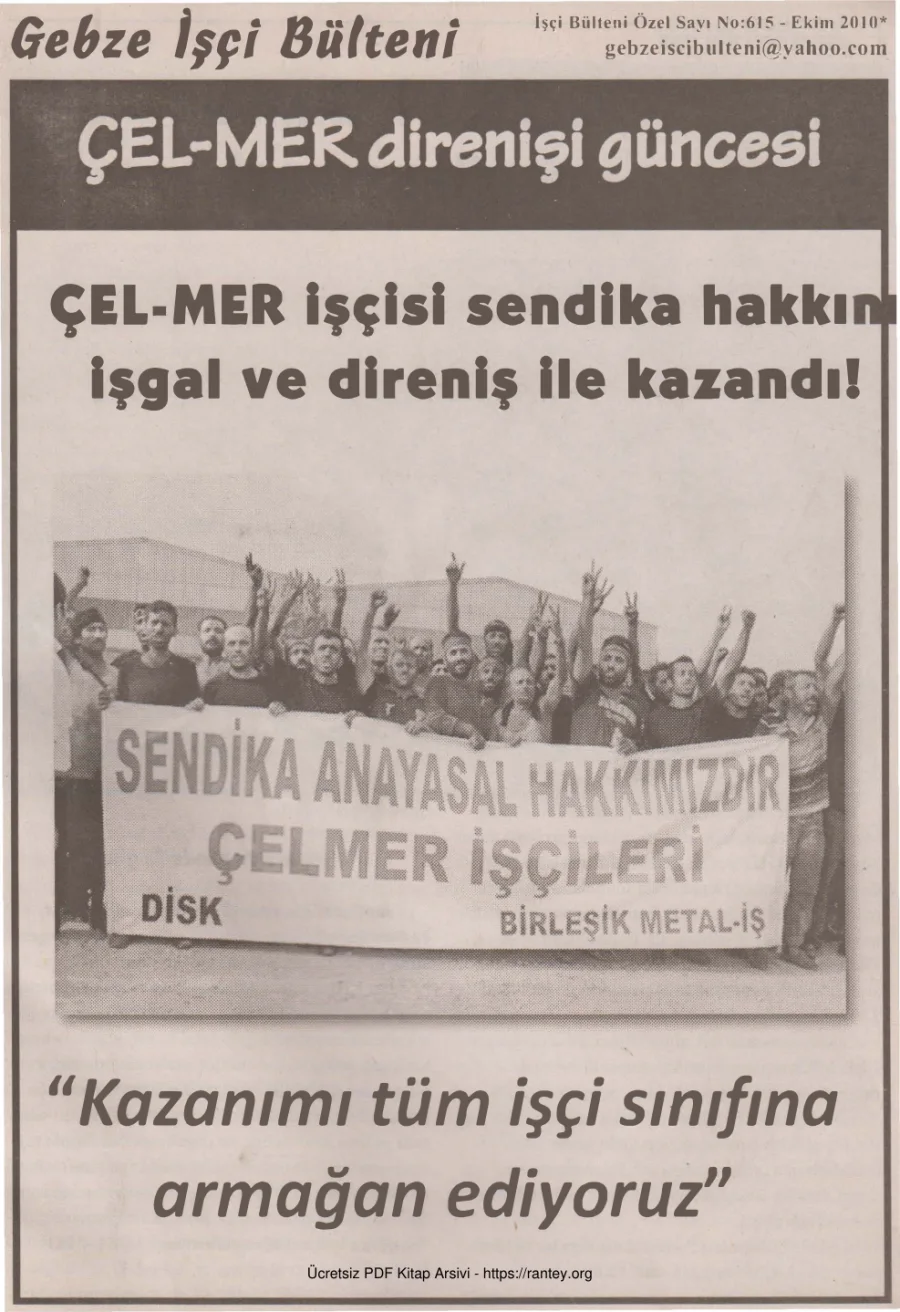 Bülteni İşçi Bülteni Özel Sayı 615 Ekim 2010 kapak görseli