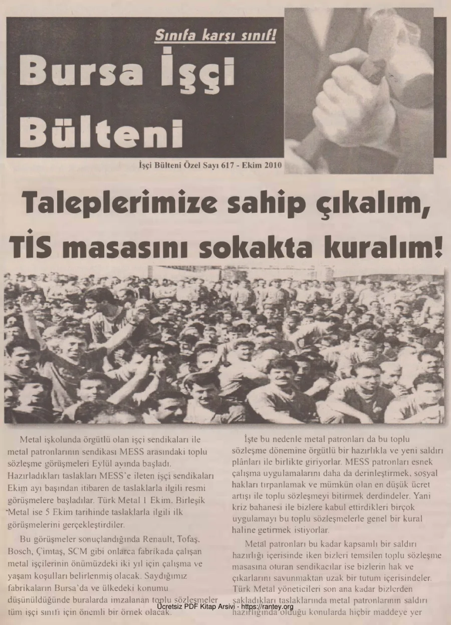Bülteni İşçi Bülteni Özel Sayı 617 Ekim 2010 kapak görseli