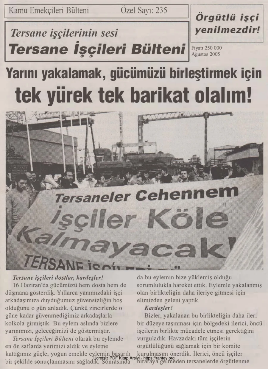 Bülteni Kamu Emekçileri Bülteni Özel Sayı 235 Ağustos 2005 kapak görseli