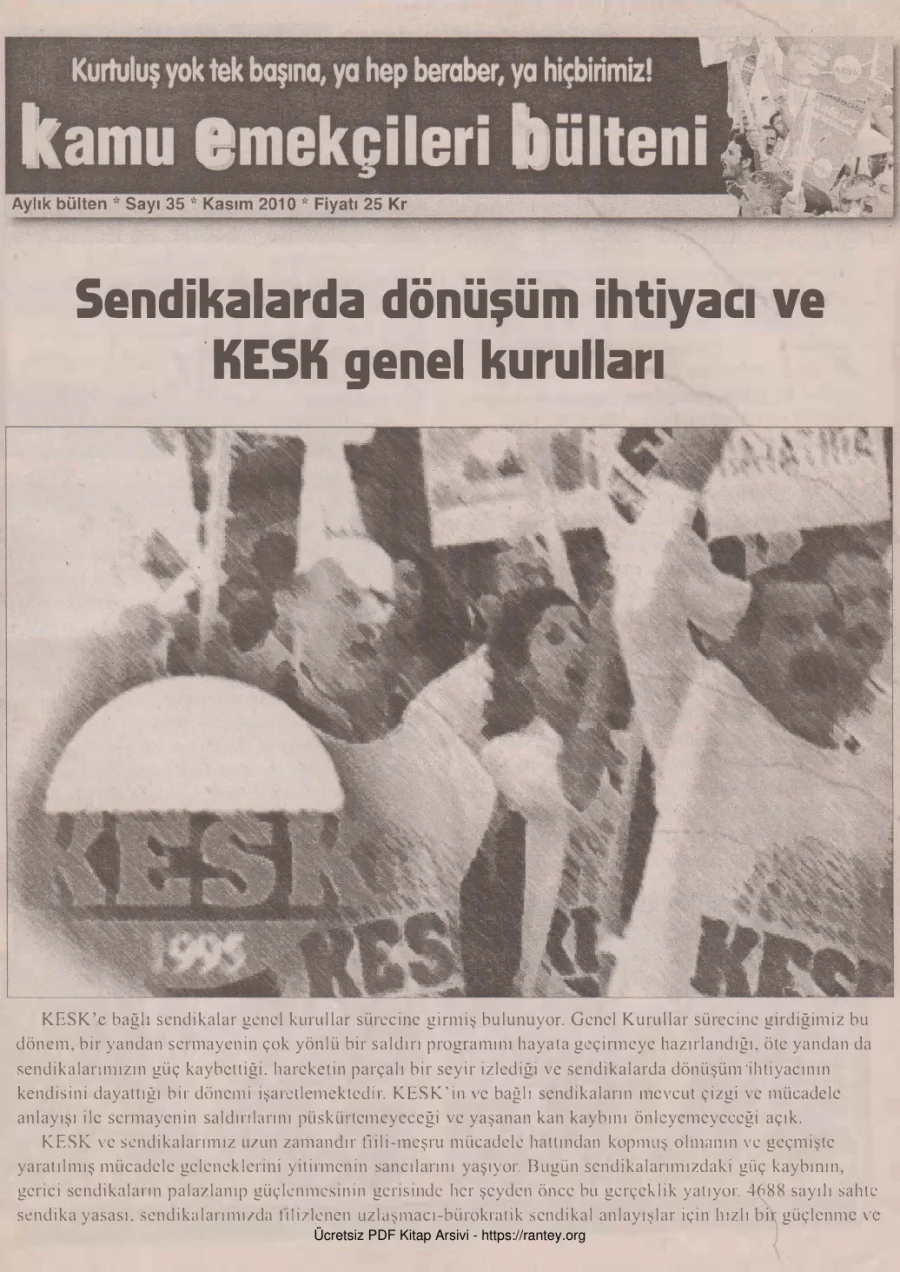 Bülteni Sayı 035 Kasım 2010 kapak görseli