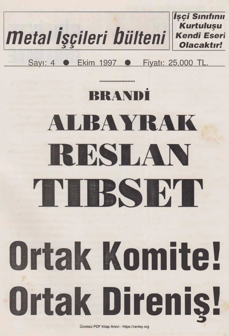 Bülteni Sayı 04 Ekim 1997 kapak görseli
