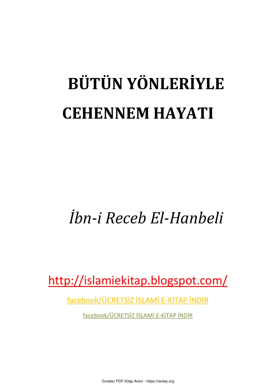 BÜTÜN YÖNLERİYLE CEHENNEM HAYATI İBNİ RECEB EL HANBELİ Ebu Abdulmumin Tekin Mıhçı kapak görseli