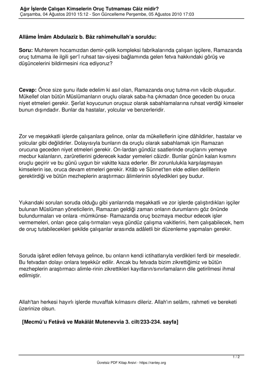 Çalışan Kimselerin Oruç Tutmaması Ciz midir Ebu Abdulmumin Tekin Mıhçı kapak görseli