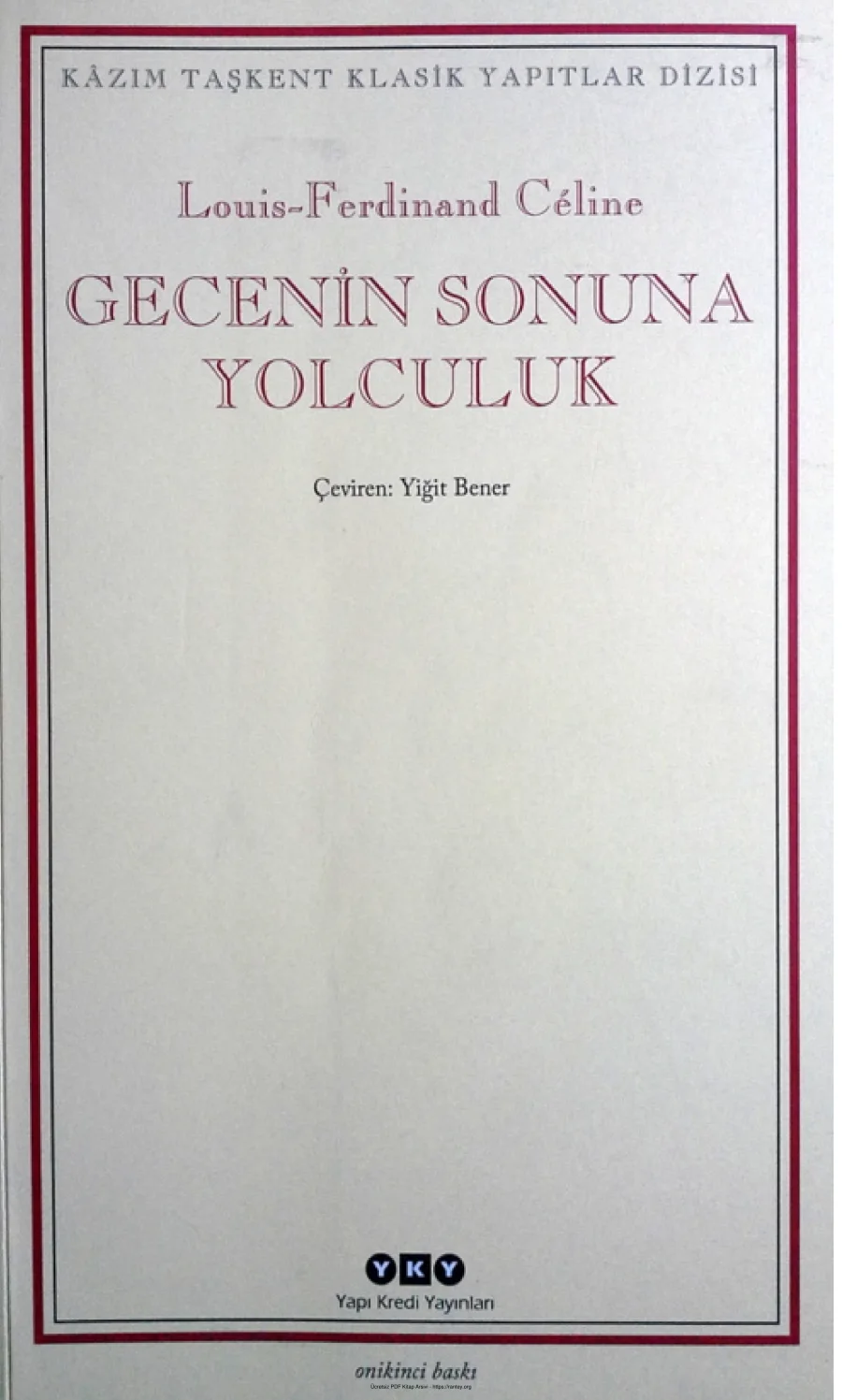 Celine Gecenin Sonuna Yolculuk kapak görseli