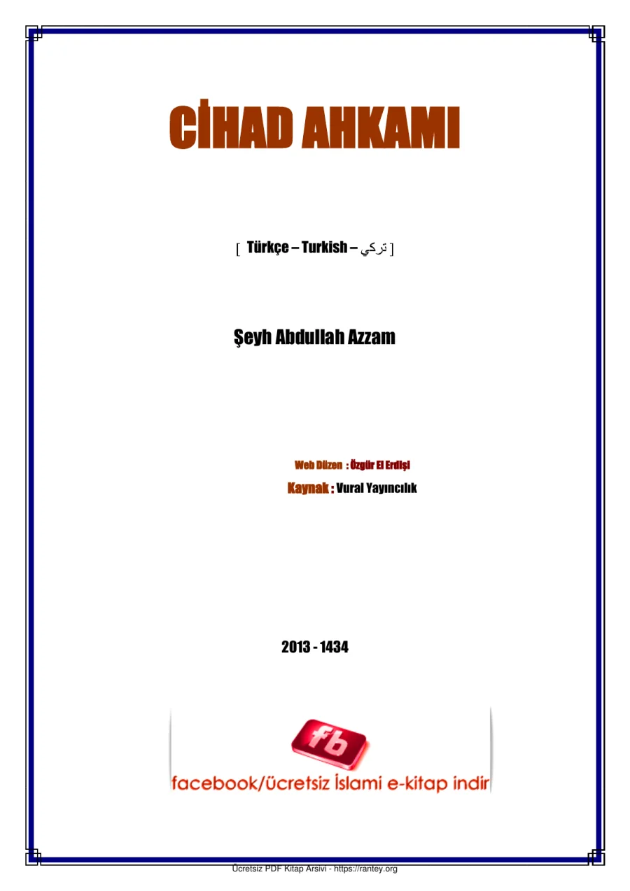 CİHAD AHKAMI ŞEYH ABDULLAH AZZAM Ebu Abdulmumin Tekin Mıhçı kapak görseli
