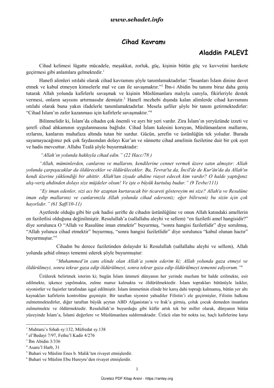 CİHAD KAVRAMI Aladdin PALEVİ Ebu Abdulmumin Tekin Mıhçı kapak görseli