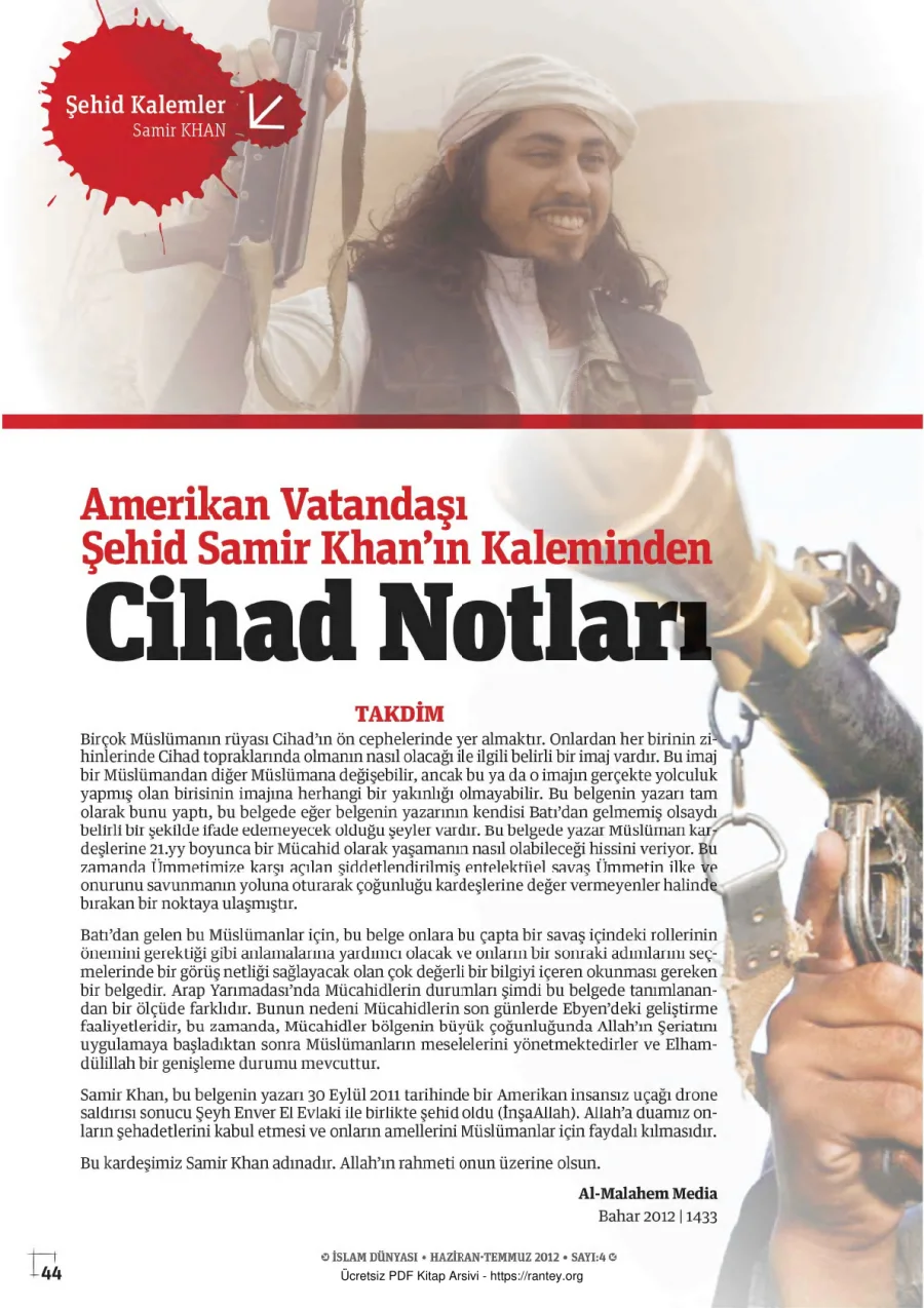 CİHAD NOTLARI Ebu Abdulmumin Tekin Mıhçı kapak görseli
