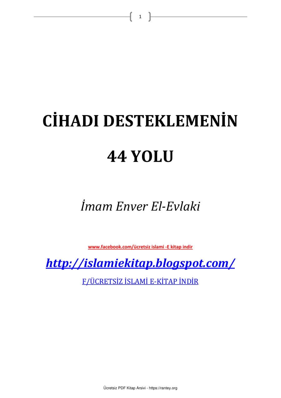 CİHADI DESTEKLEMENİN 44 YOLU İMAM ENVER EL EVLAKİ Ebu Abdulmumin Tekin Mıhçı kapak görseli