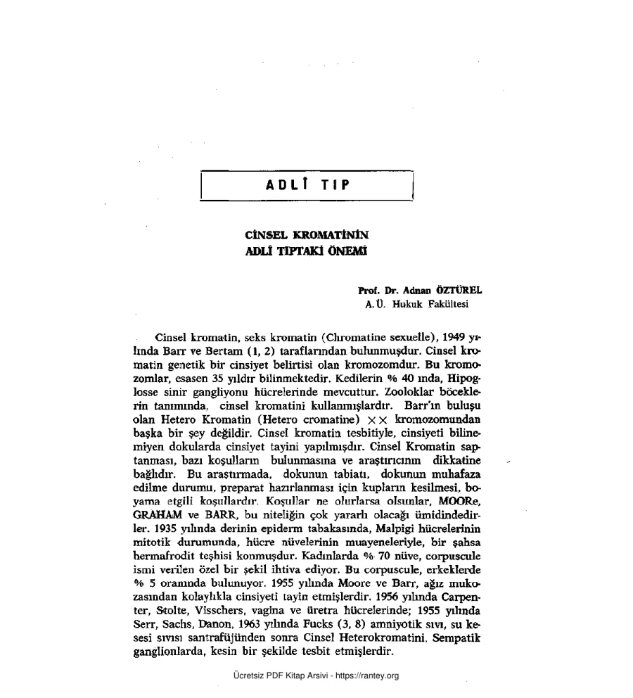 CİNSEL KROMATİNİN Dr TEZİ Ebu Abdulmumin Tekin Mıhçı kapak görseli