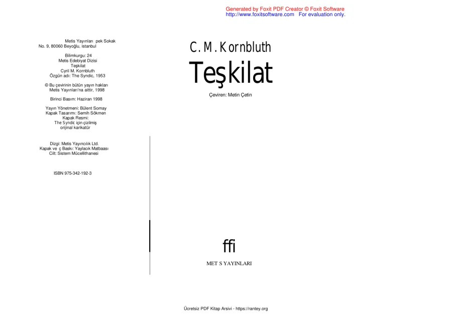 CMKornbluth Teskilat kapak görseli