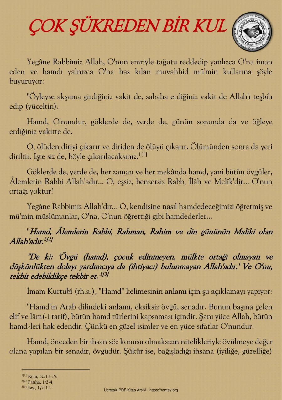ÇOK ŞÜKREDEN BİR KUL Ebu Abdulmumin Tekin Mıhçı kapak görseli