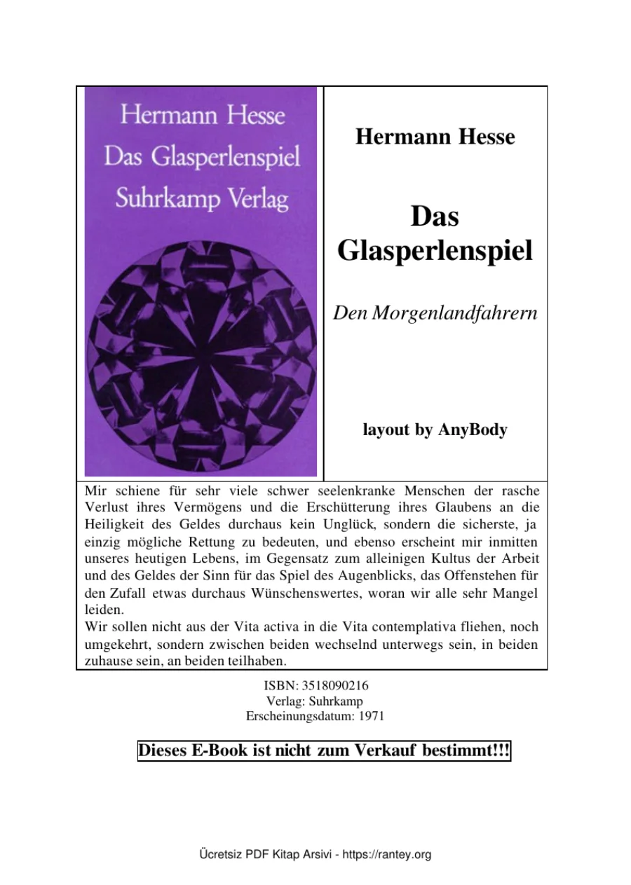 Das Glasperlenspiel kapak görseli