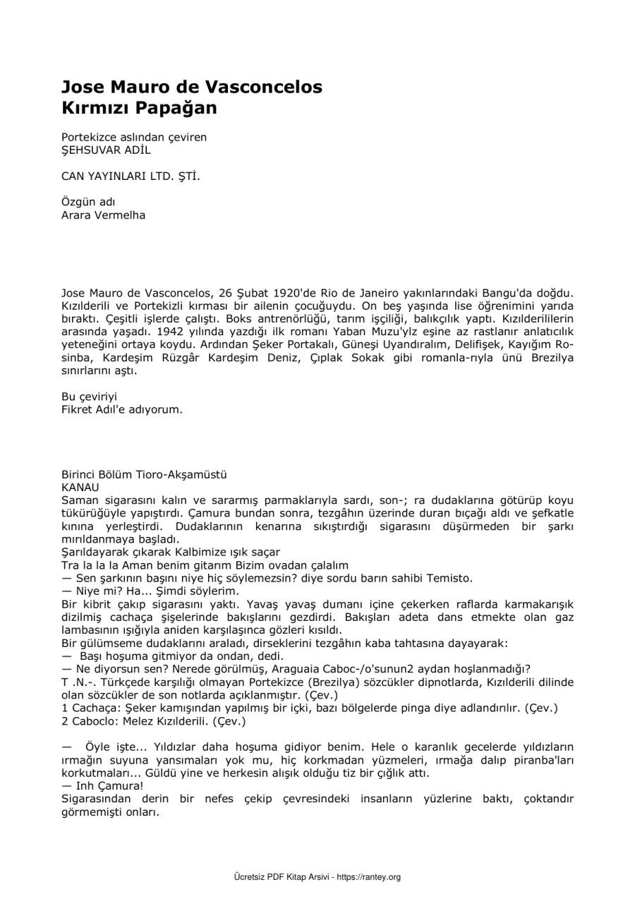 De Vasconcelos Kirmizi Papagan kapak görseli