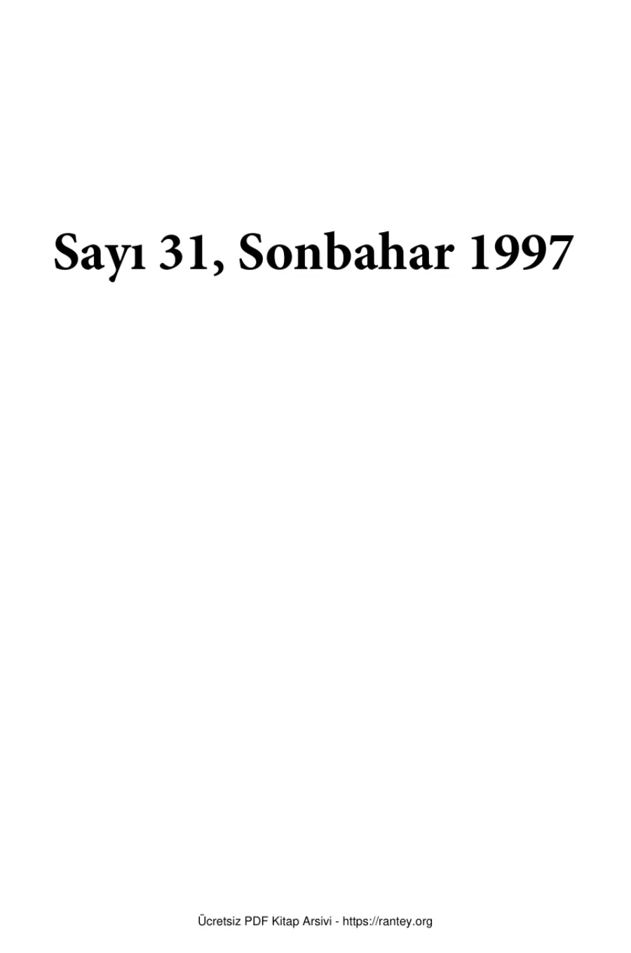 Defter Sayı 031 - Sonbahar 1997 kapak görseli