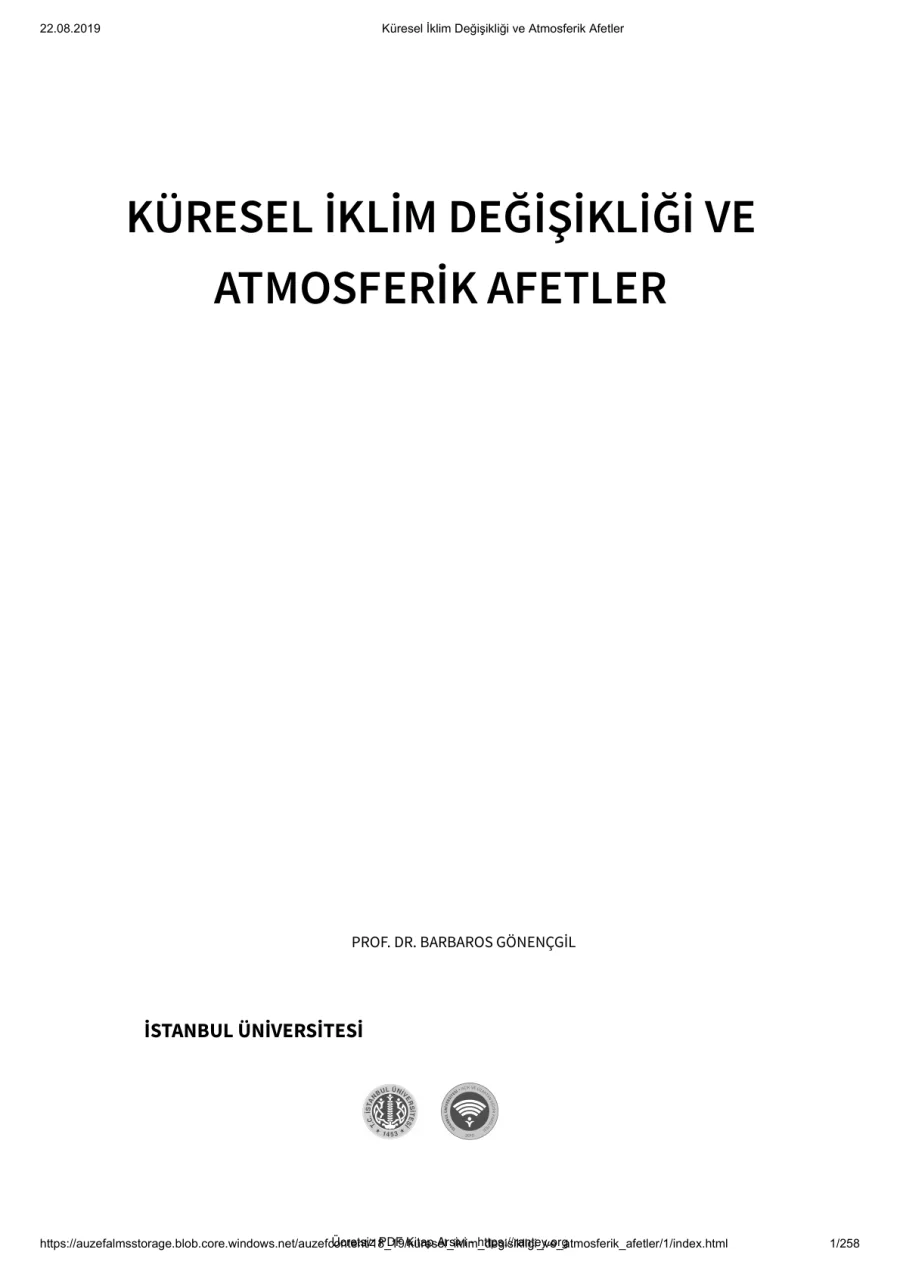 Değişikliği ve Atmosferik Afetler kapak görseli