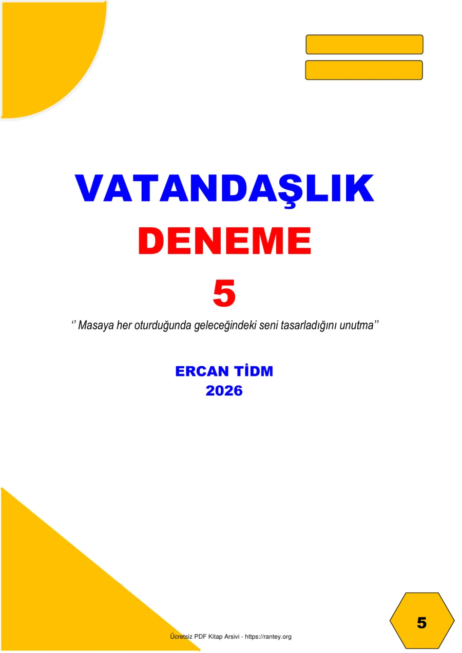 Deneme 5 2026 Ercan TIDIM kapak görseli