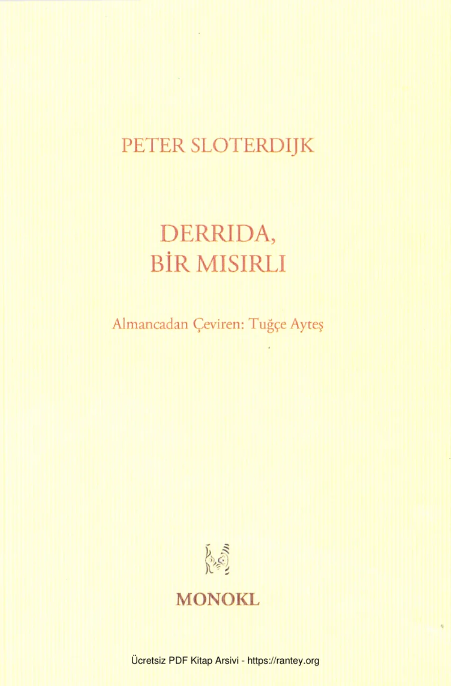Derrida Bir Mısırlı kapak görseli