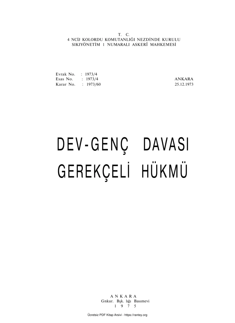 Dev Genç Davası Gerekçeli Hükmü kapak görseli
