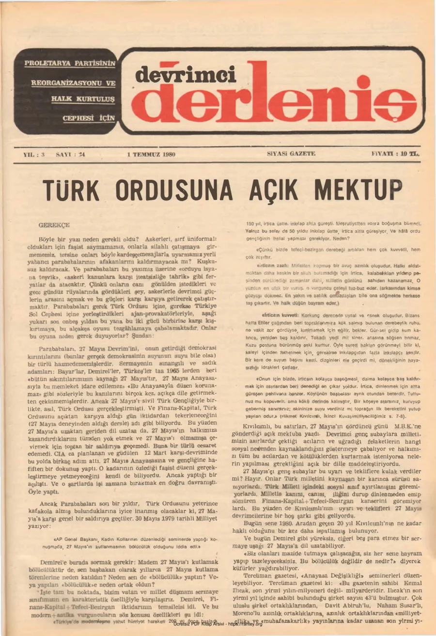 Devrimci Derleniş Sayı 24 kapak görseli
