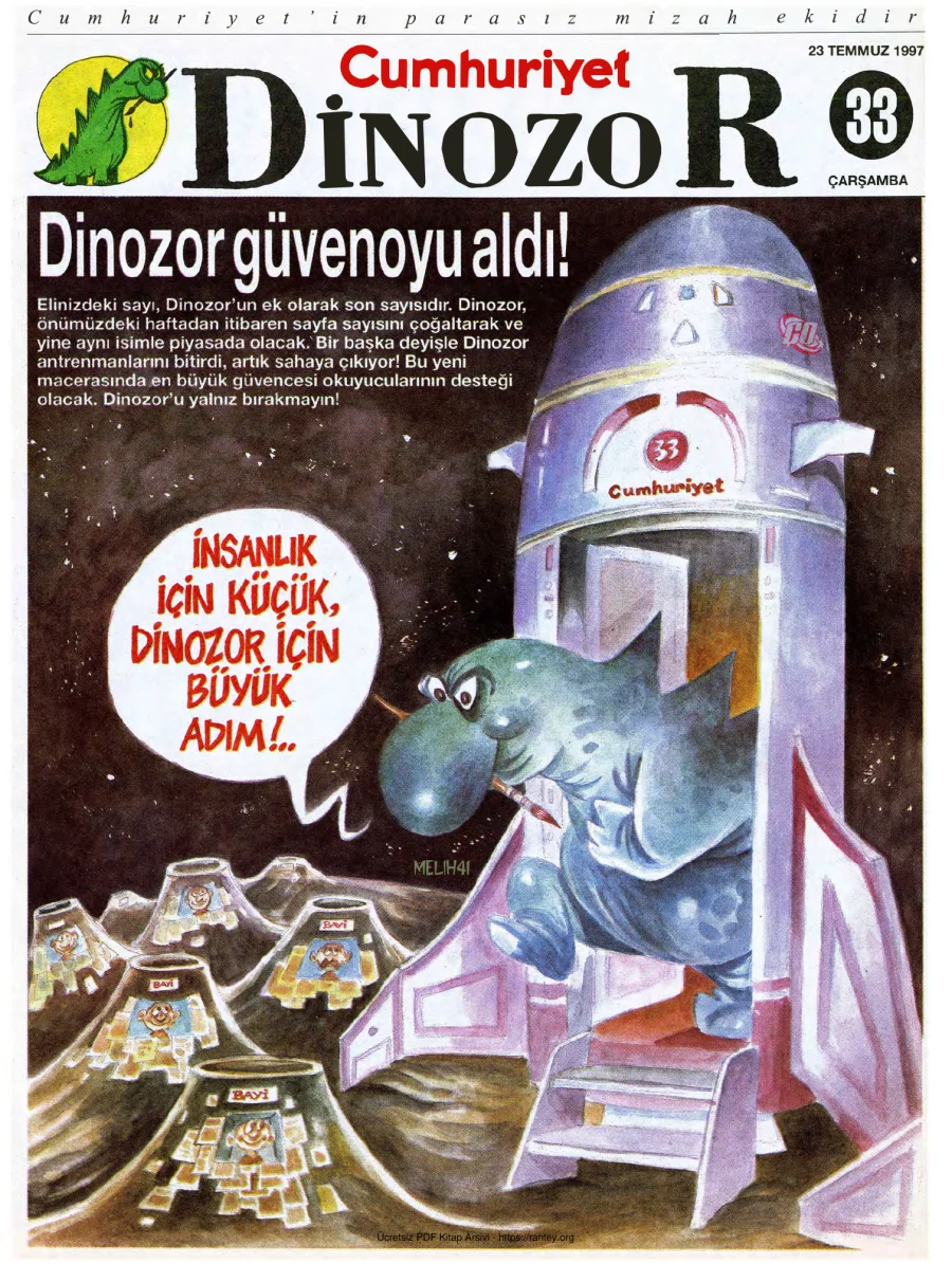 Dinozor Cumhuriyet Parasız Eki Sayı 33 kapak görseli