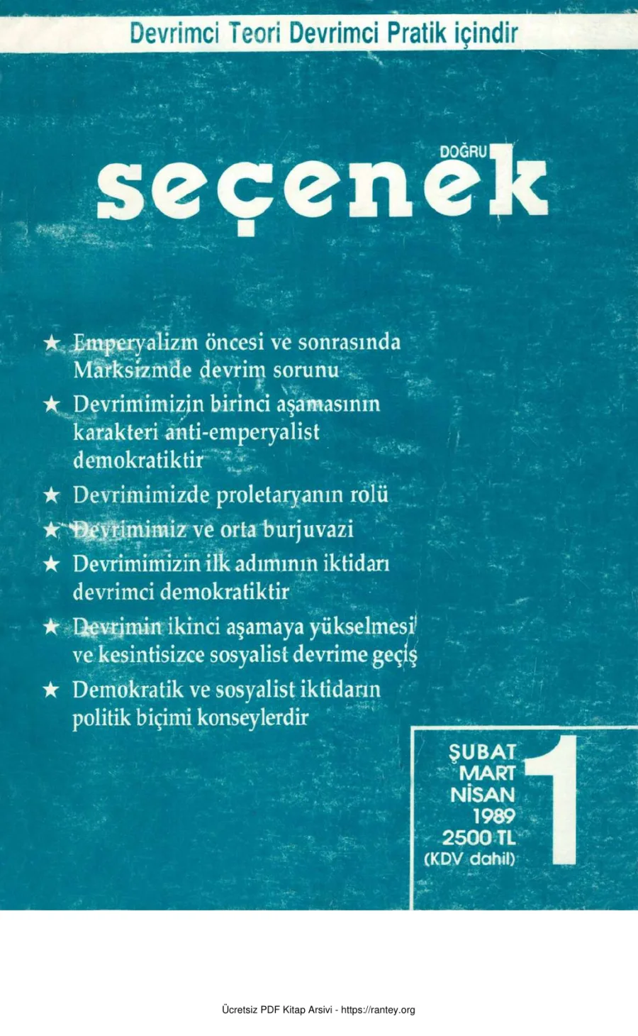 Doğru Seçenek Sayı 01 - Şubat Mart Nisan 1989 kapak görseli