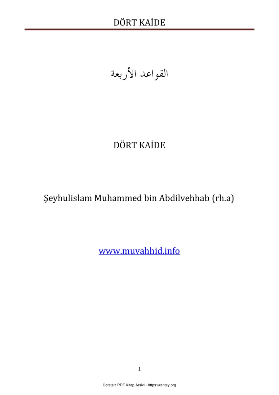 DÖRT KAİDE Ebu Abdulmumin Tekin Mıhçı kapak görseli