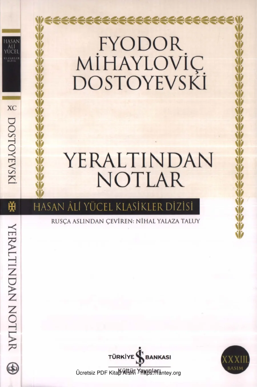 Dostoyevski Yeraltından Notlar kapak görseli