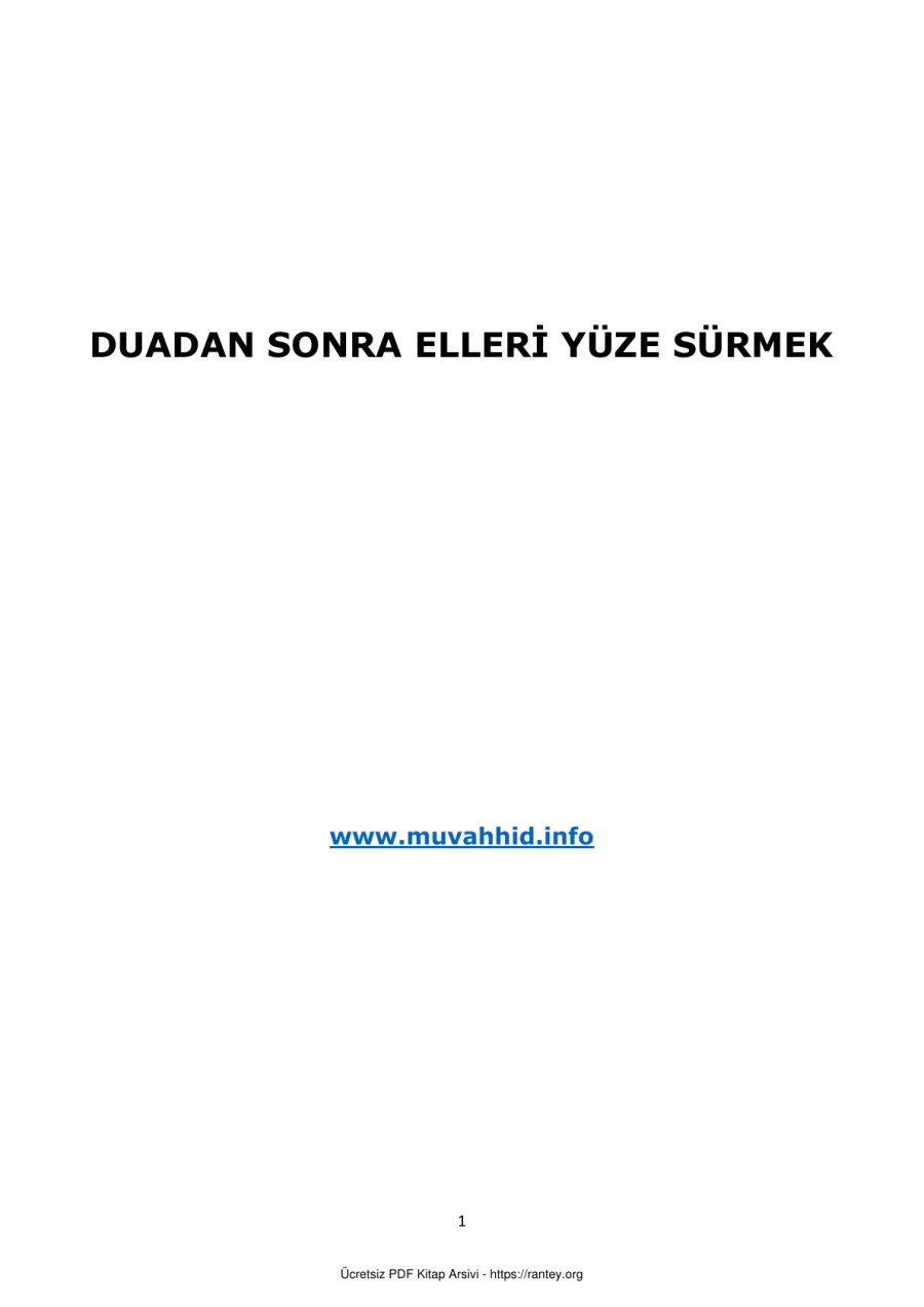 DUADAN SONRA ELLERİ YÜZE SÜRMEK Ebu Abdulmumin Tekin Mıhçı kapak görseli