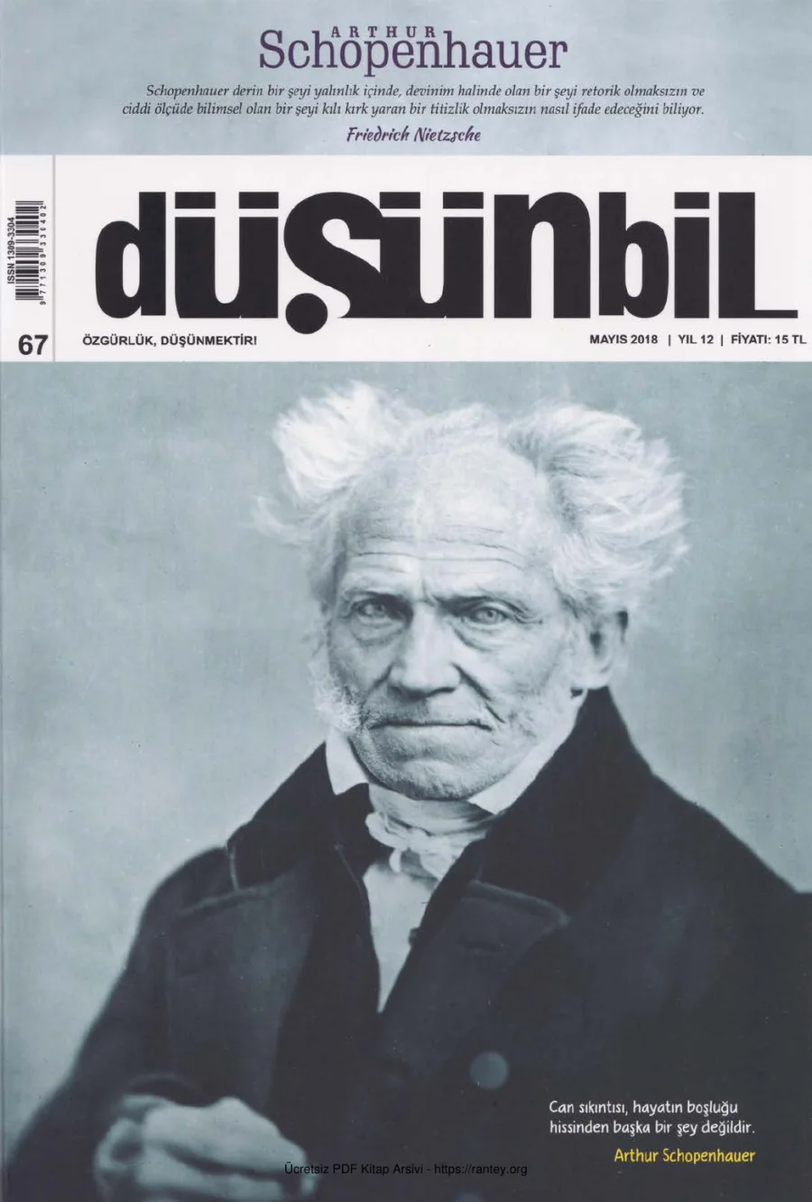 Düşünbil Sayı 067 Mayıs 2018 Arthur Schopenhauer kapak görseli