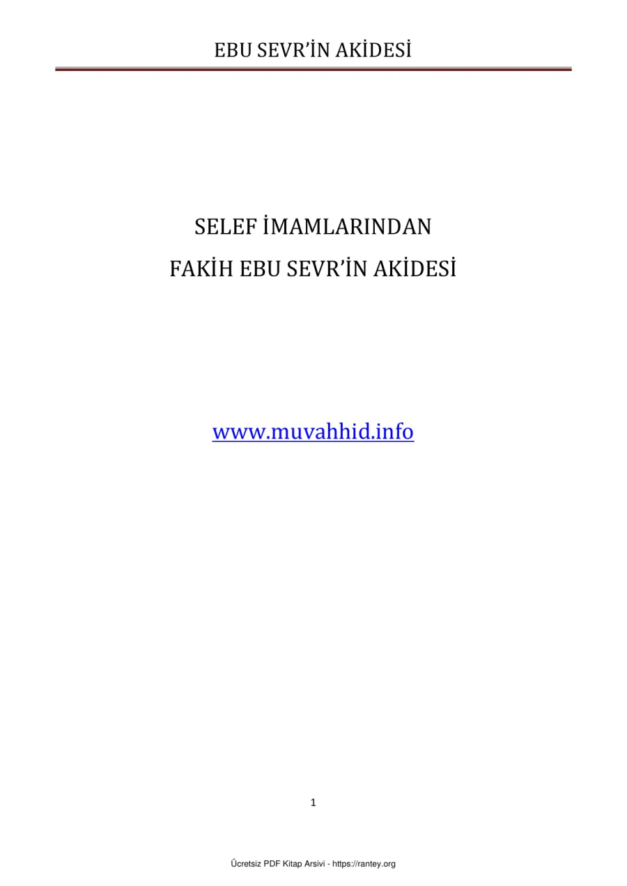 EBU SEVRİN AKİDESİ Ebu Abdulmumin Tekin Mıhçı kapak görseli