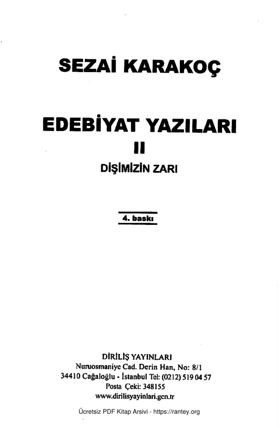 Edebiyat Yazilari II kapak görseli