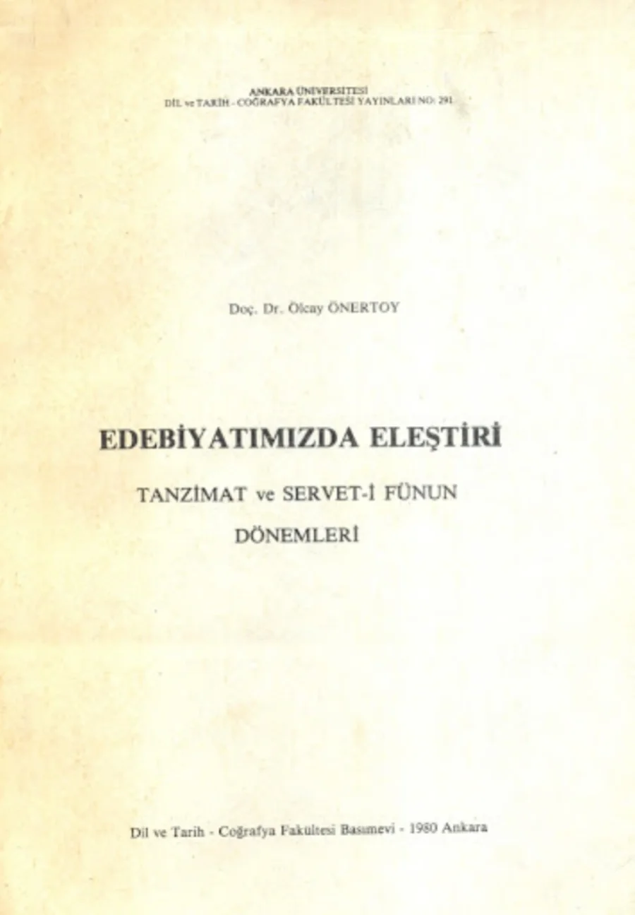 Edebiyatımızda Eleştiri Tanzimat ve Servet i Fünun Dönemleri kapak görseli