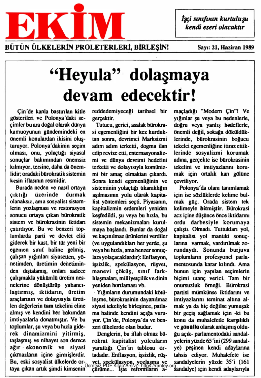 Ekim Sayı 021 - Haziran 1989 kapak görseli