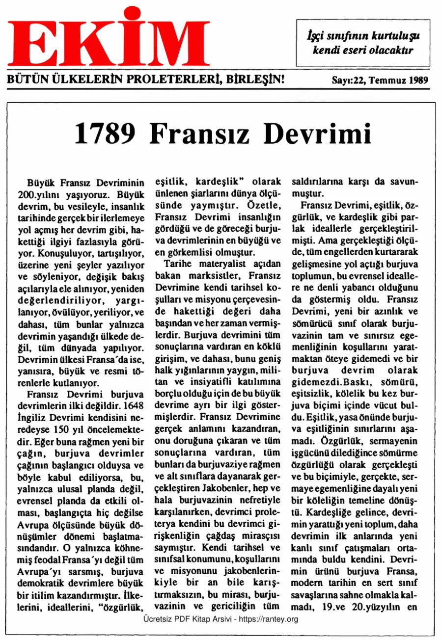 Ekim Sayı 022 - Temmuz 1989 kapak görseli