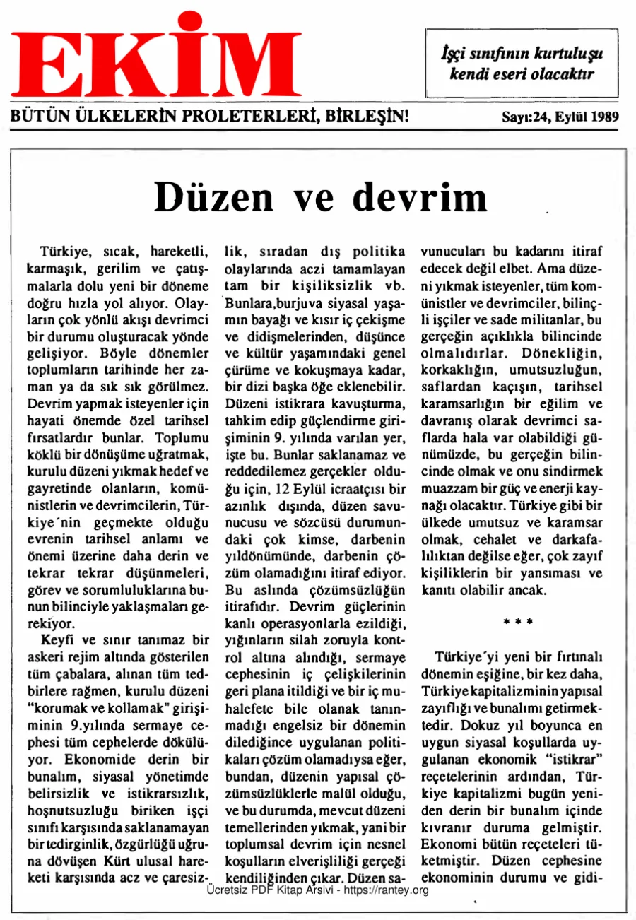 Ekim Sayı 024 - Eylül 1989 kapak görseli