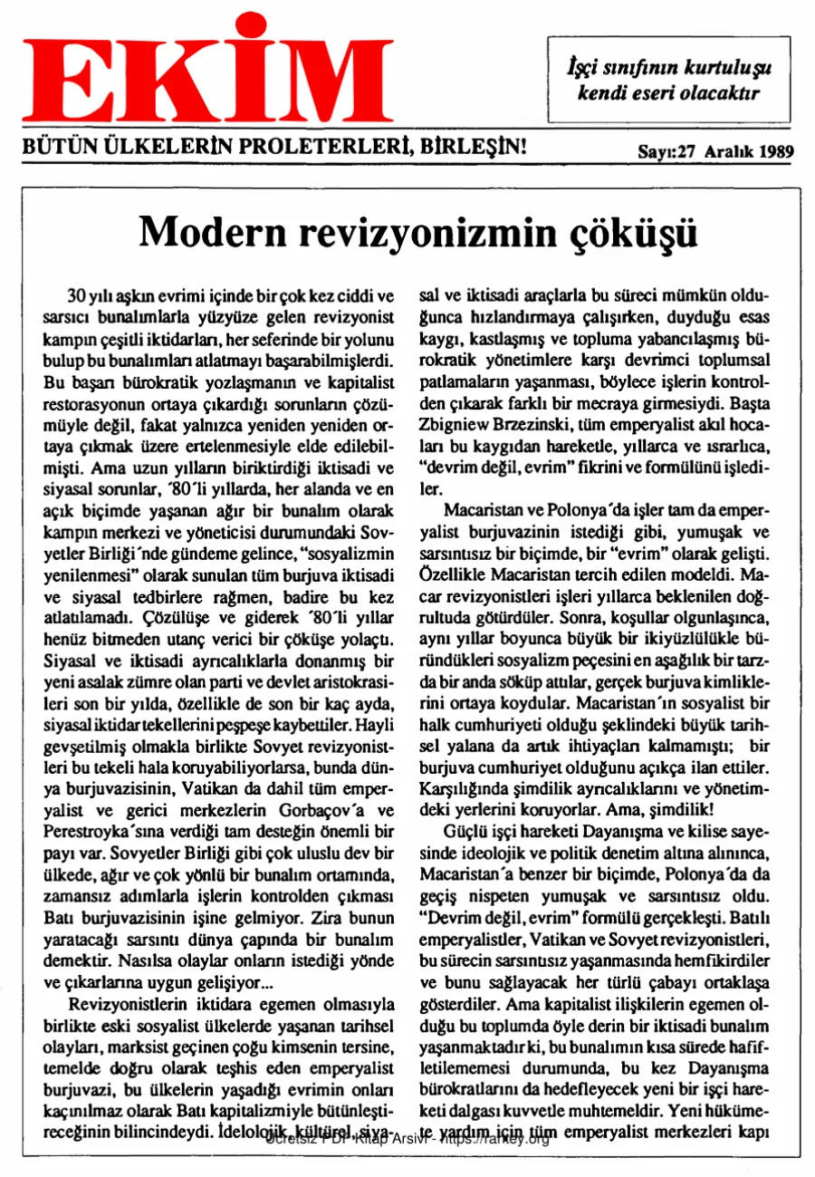 Ekim Sayı 027 - Aralık 1989 kapak görseli
