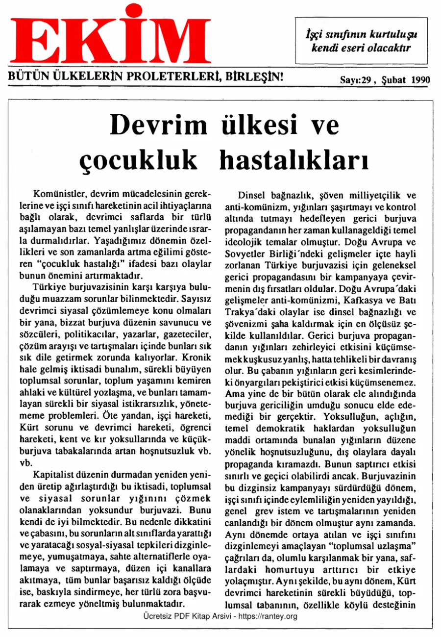 Ekim Sayı 029 - Şubat 1990 kapak görseli