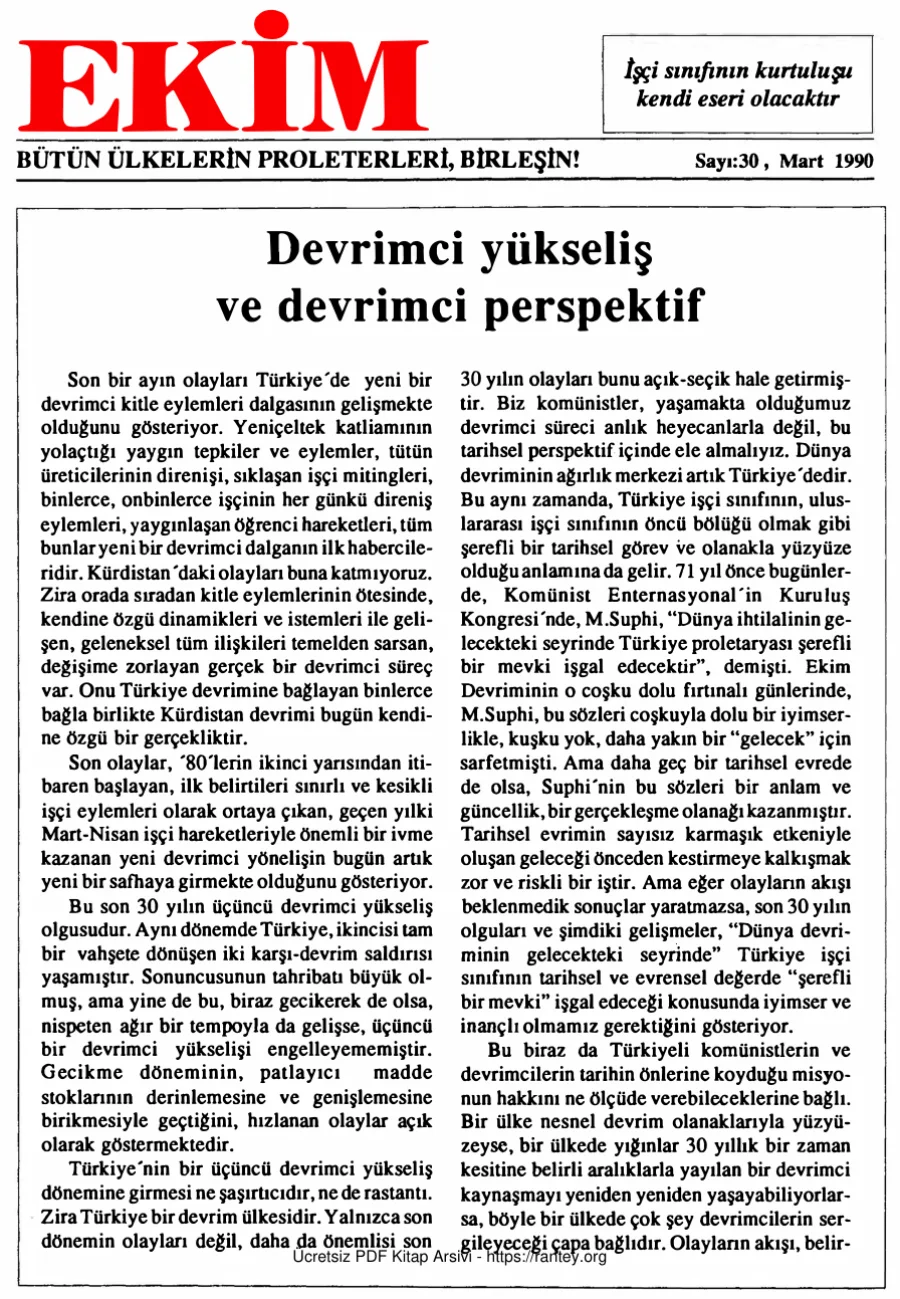 Ekim Sayı 030 - Mart 1990 kapak görseli