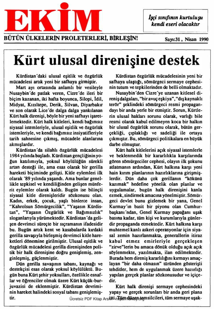 Ekim Sayı 031 - Nisan 1990 kapak görseli