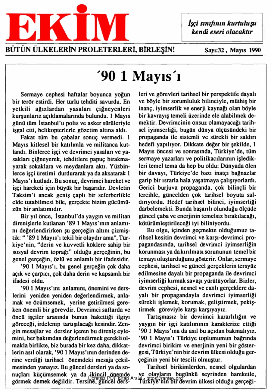Ekim Sayı 032 - Mayıs 1990 kapak görseli