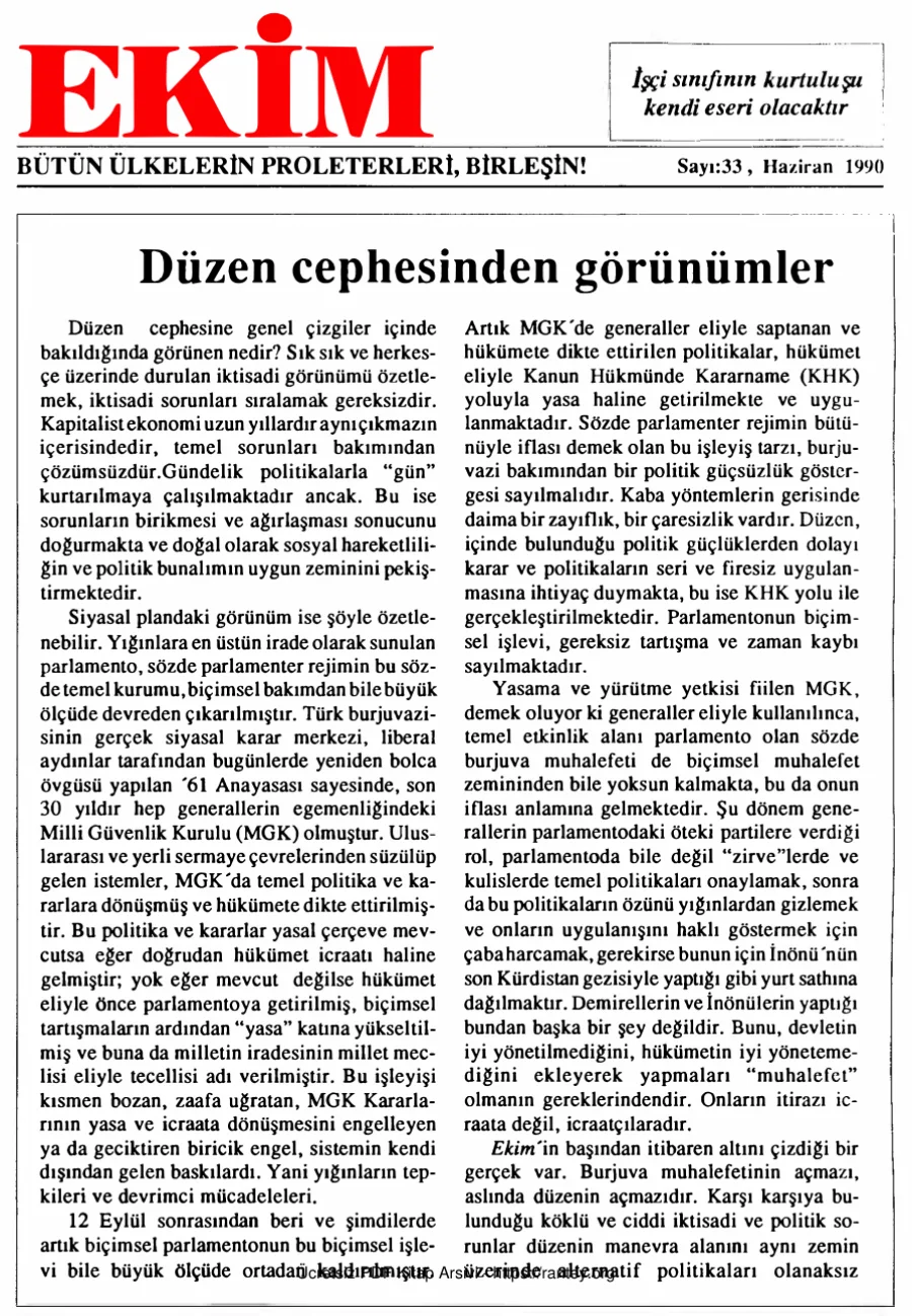 Ekim Sayı 033 - Haziran 1990 kapak görseli