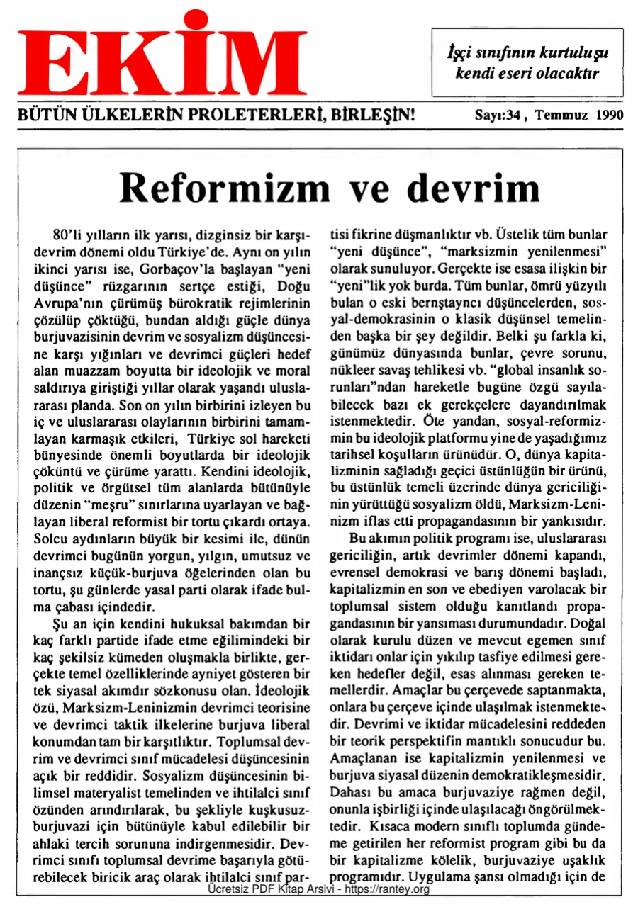Ekim Sayı 034 - Temmuz 1990 kapak görseli