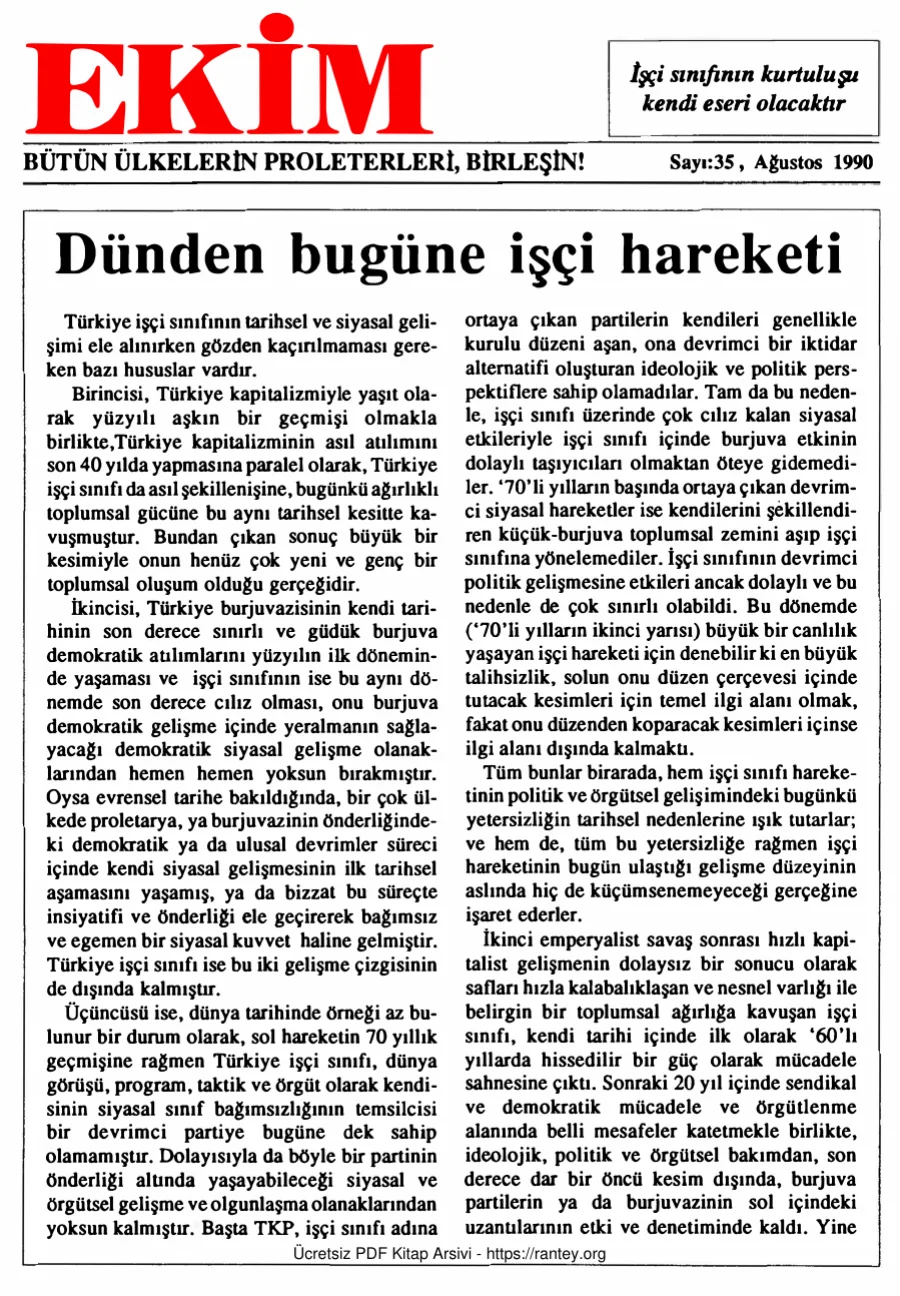 Ekim Sayı 035 - Ağustos 1990 kapak görseli