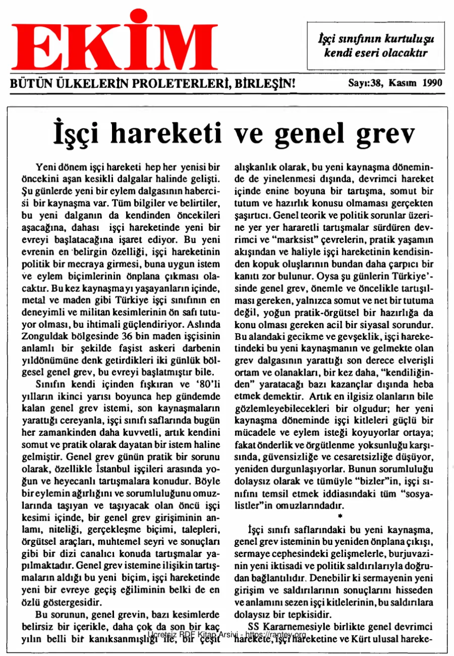 Ekim Sayı 038 - Kasım 1990 kapak görseli