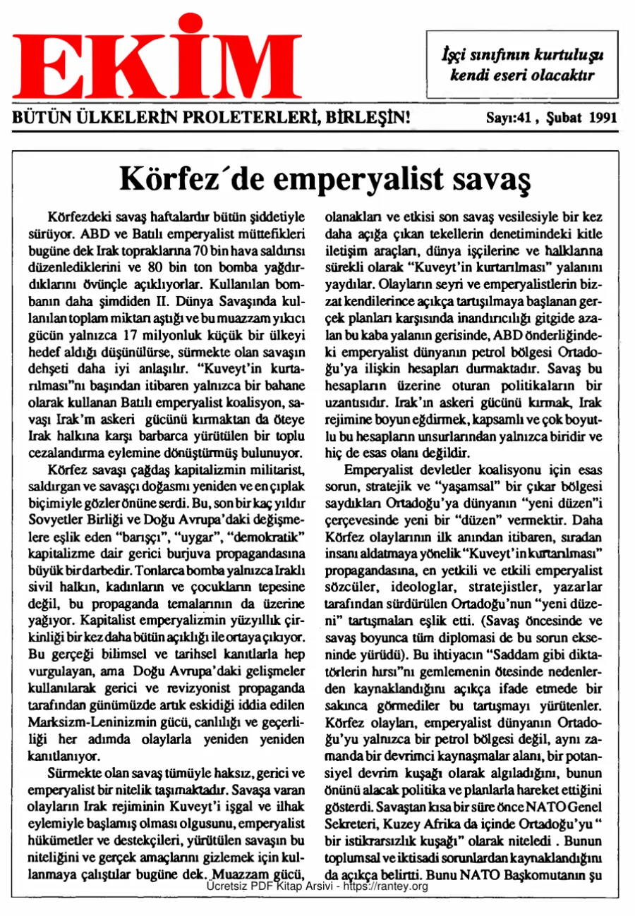 Ekim Sayı 041 - Şubat 1991 kapak görseli