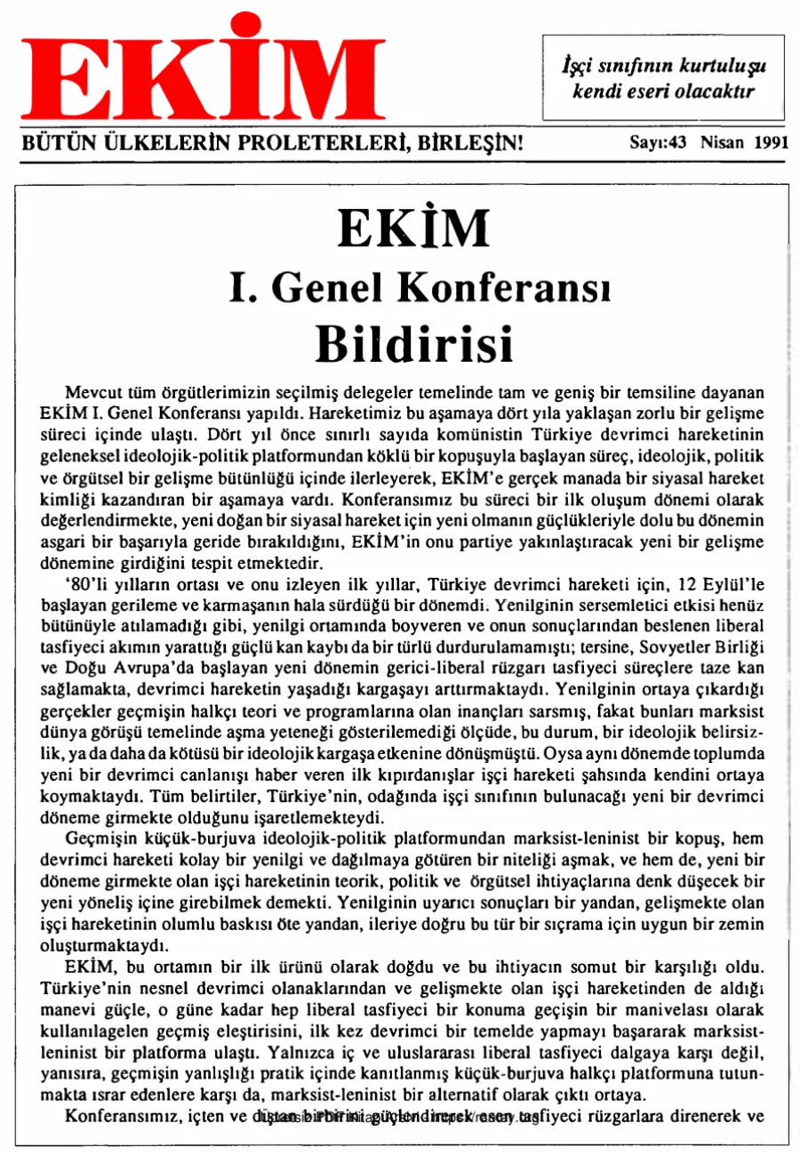 Ekim Sayı 043 - Nisan 1991 kapak görseli