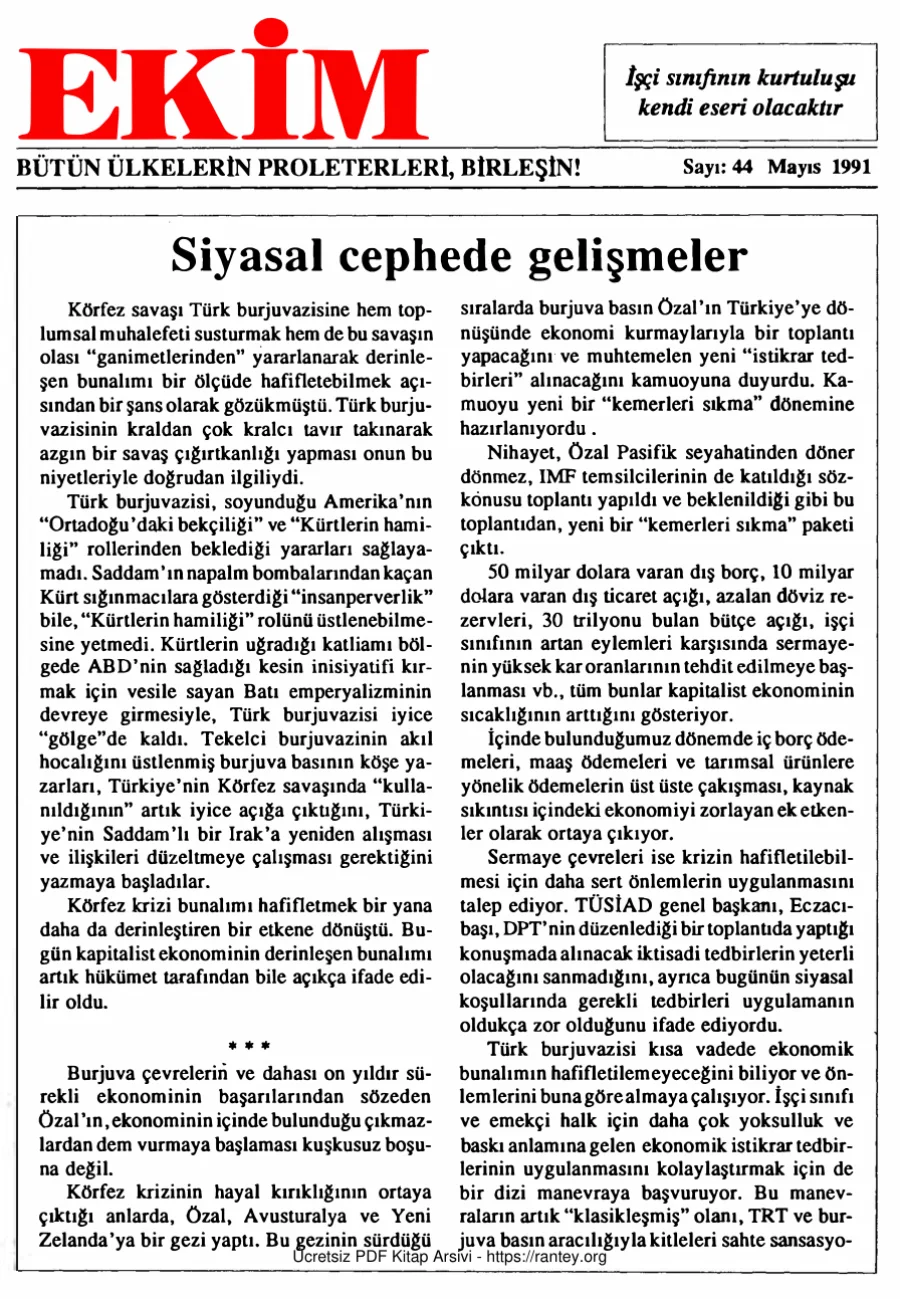 Ekim Sayı 044 - Mayıs 1991 kapak görseli