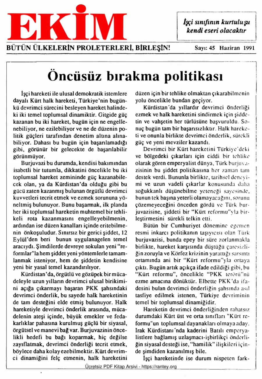 Ekim Sayı 045 - Haziran 1991 kapak görseli